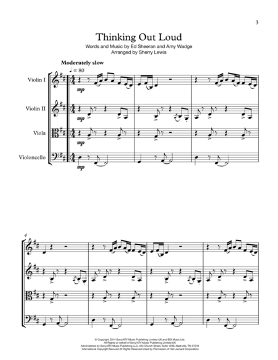 Thinking Out Loud String Quartet scores gallery preview page 4