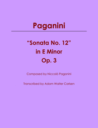 Book cover for Sonata No. 12 in E Minor Op. 3
