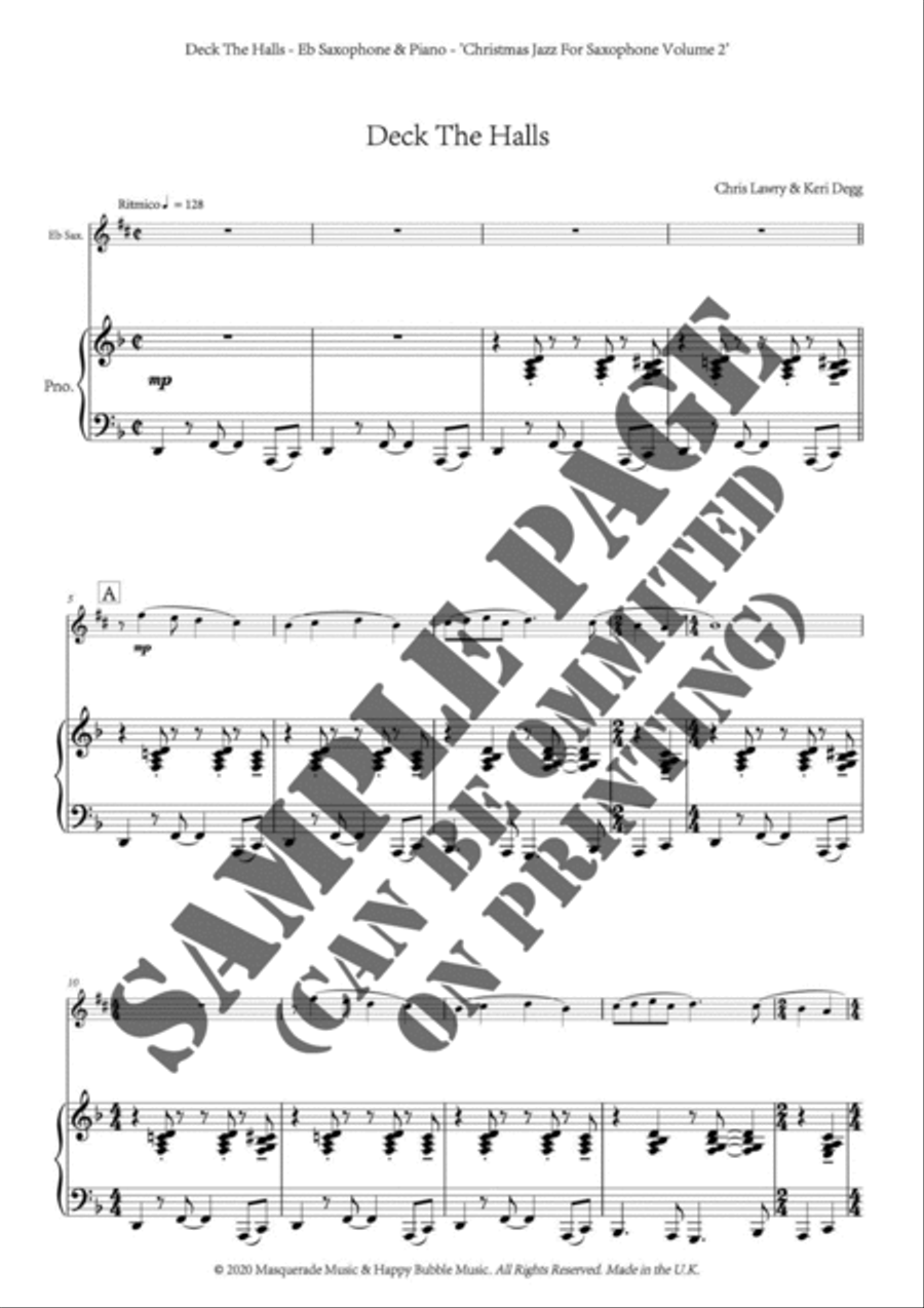 Christmas Jazz Volume 2 for Eb Saxophone; Five Christmas/Holiday pieces in Jazz Styles. Alto Saxophone scores gallery preview page 4