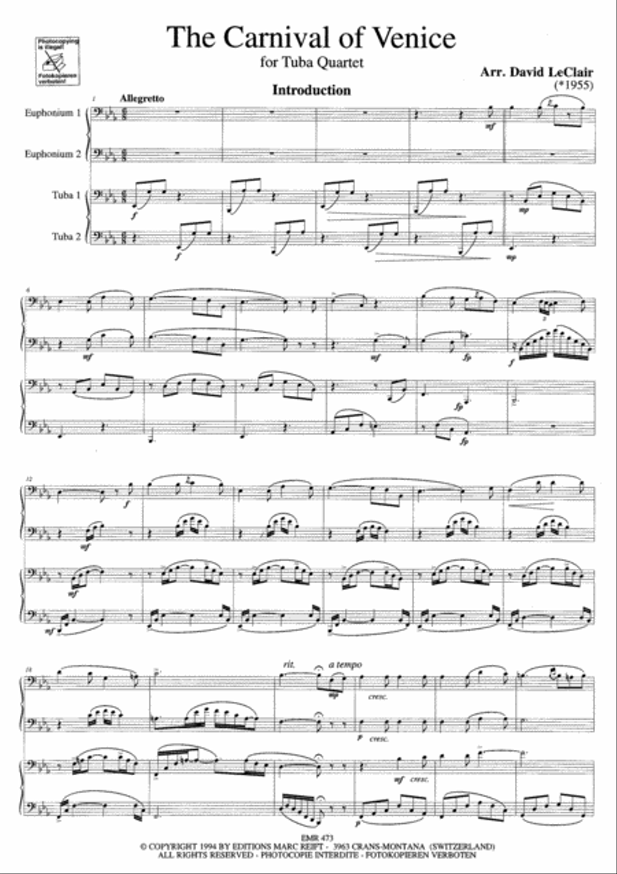 The Carnival Of Venice Tuba Quartet scores gallery preview page 4