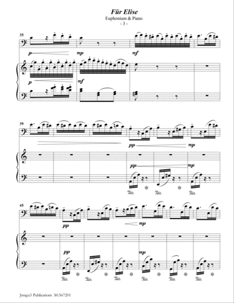 Beethoven: Für Elise for Euphonium & Piano Euphonium scores gallery preview page 3