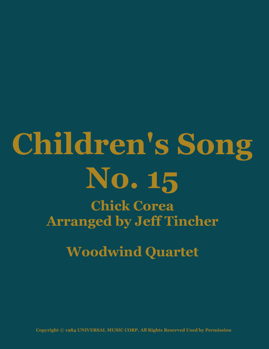Children's Song No. 15 Children's Song No. 15 Woodwind Quartet scores gallery preview page 1