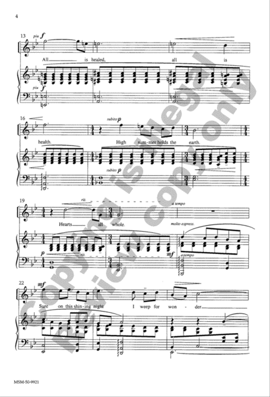 Sure on This Shining Night Unison Choir scores gallery preview page 3