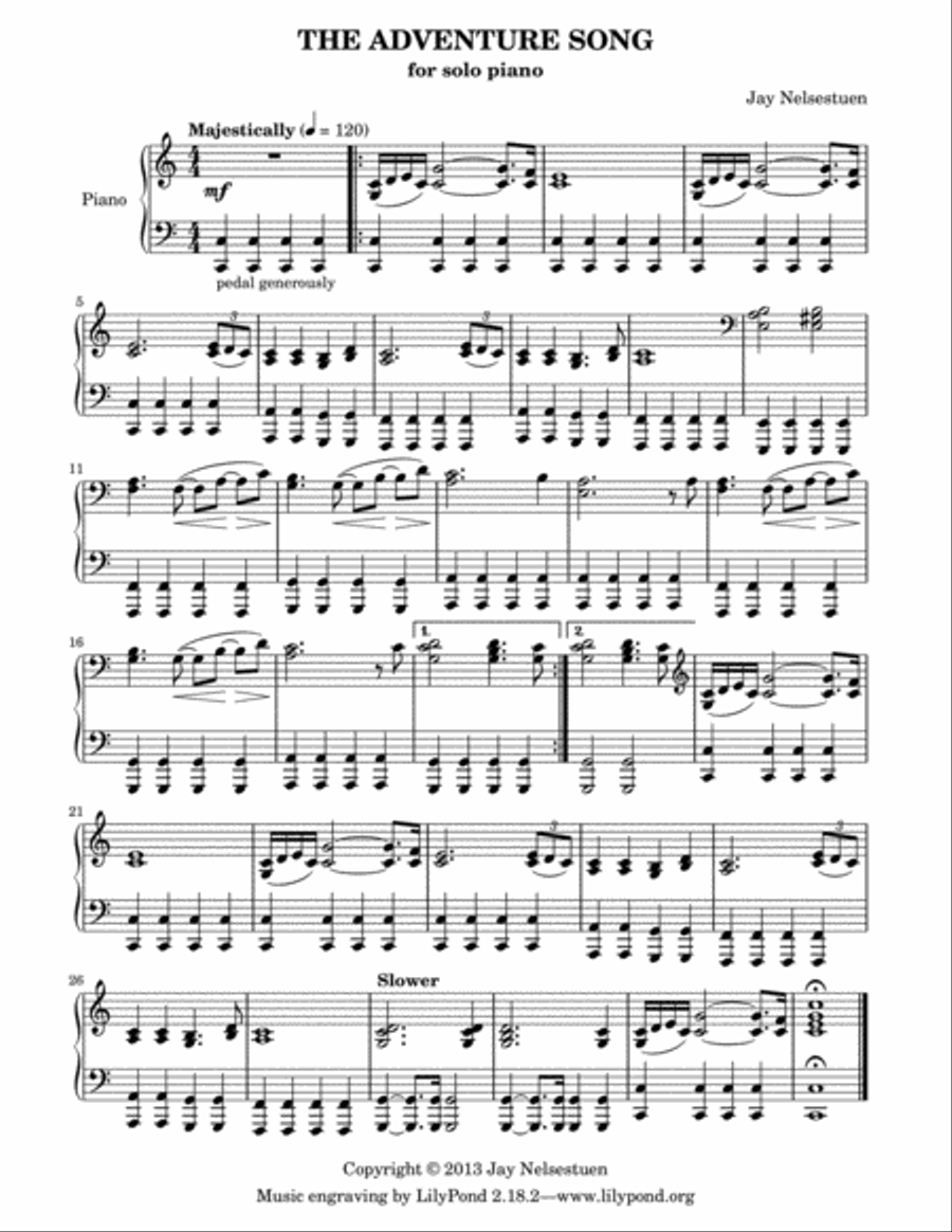 The Adventure Song The Adventure Song Piano Solo scores gallery preview page 1