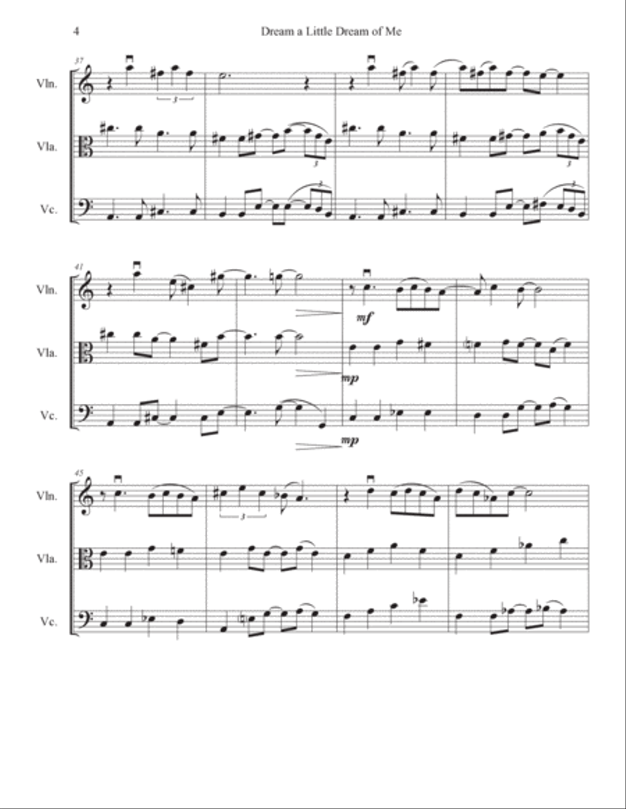 Dream A Little Dream Of Me String Trio scores gallery preview page 4
