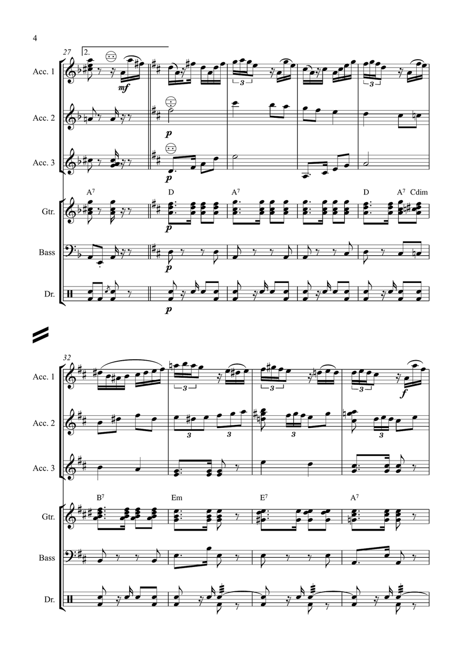 Viloldo: El Choclo, tango (Accordion Orchestra) Accordion Orchestra scores gallery preview page 4
