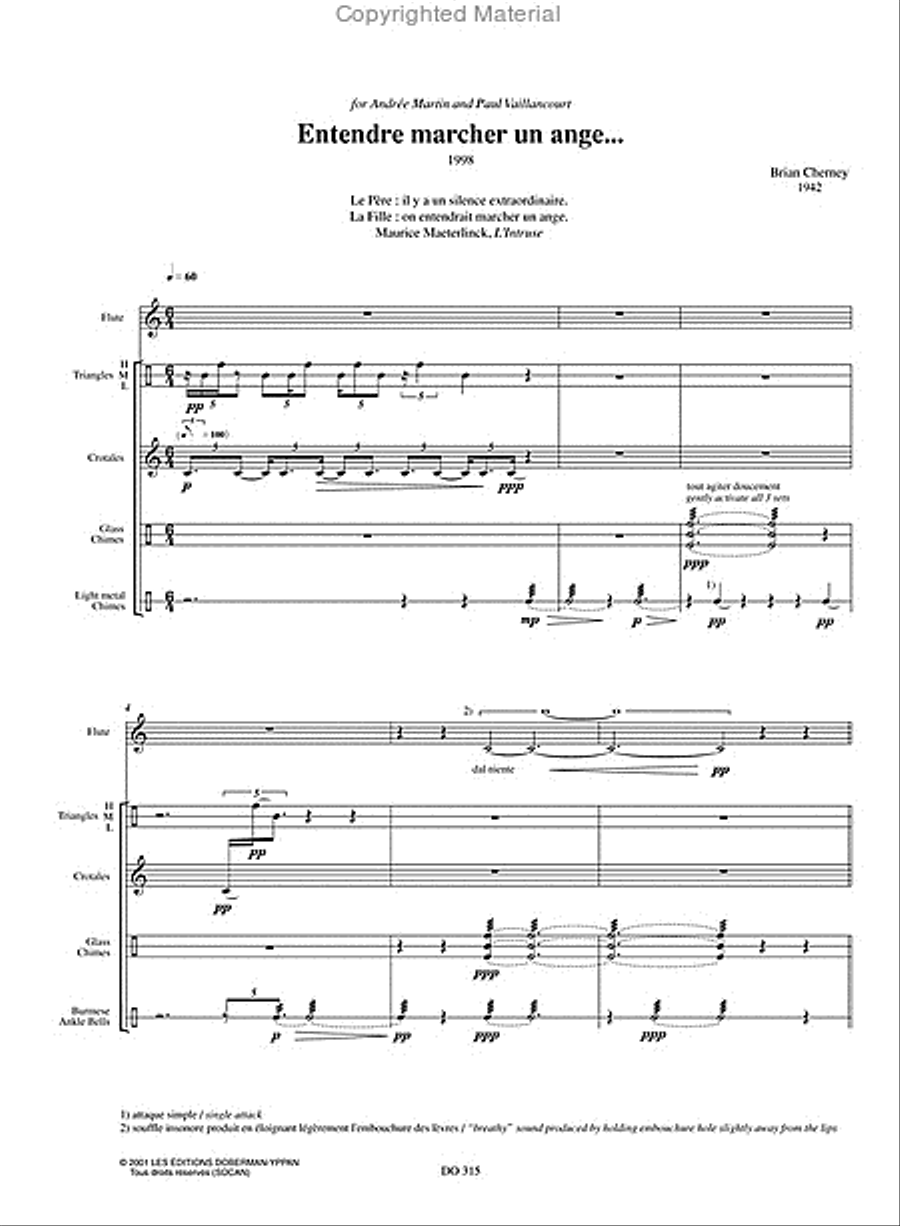 Entendre marcher un ange (fl. / perc.) Flute scores gallery preview page 2