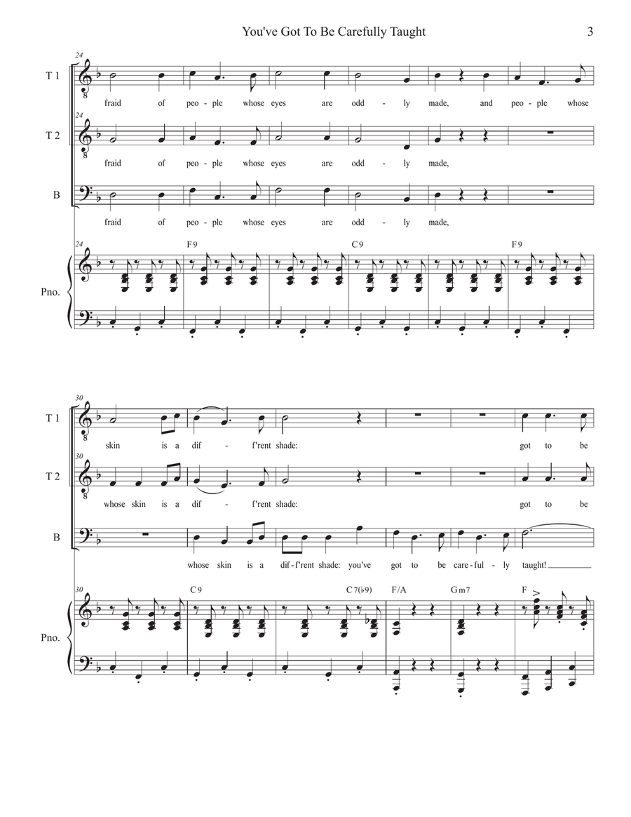 You've Got To Be Carefully Taught Piano, Vocal scores gallery preview page 3