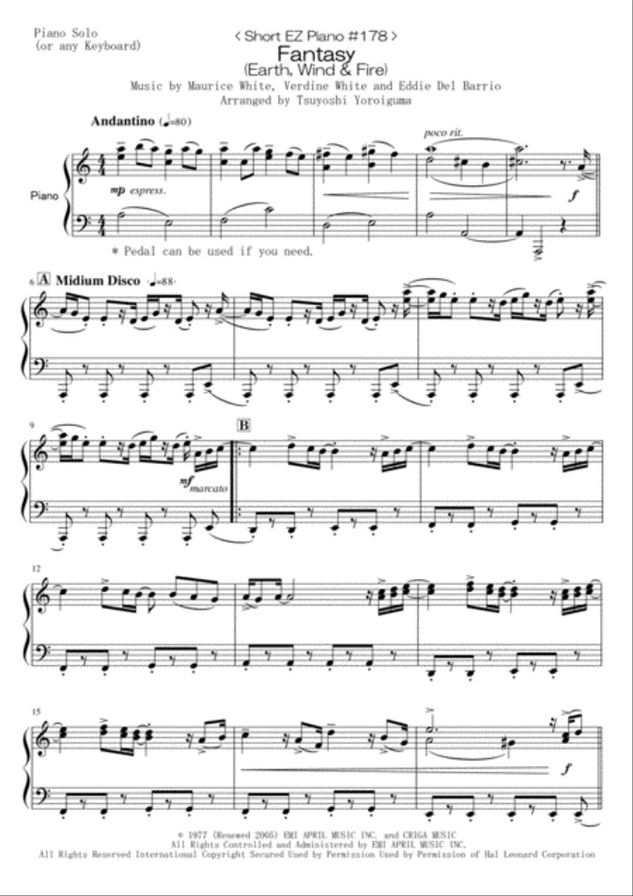Fantasy Easy Piano scores gallery preview page 1