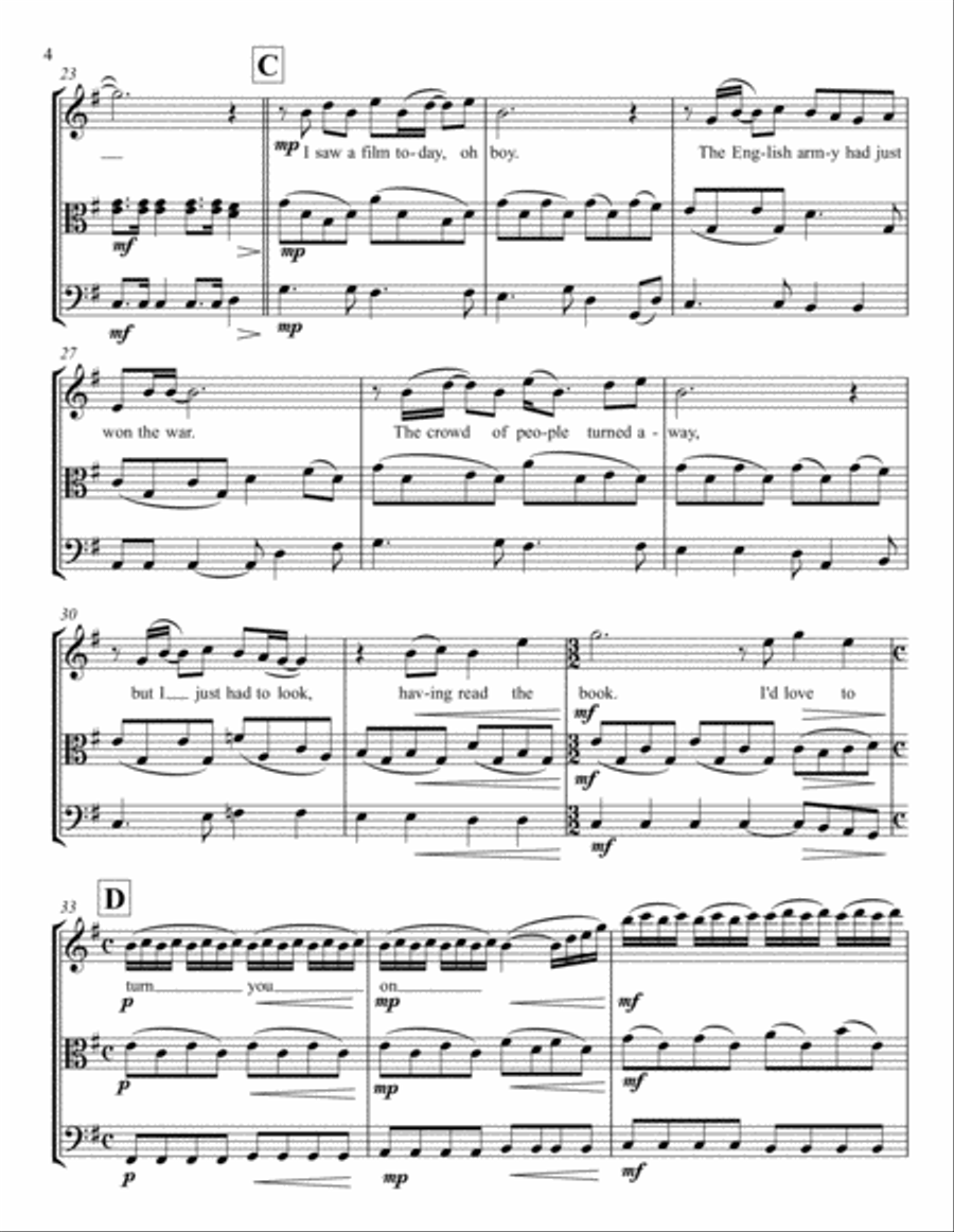 A Day In The Life String Trio scores gallery preview page 4
