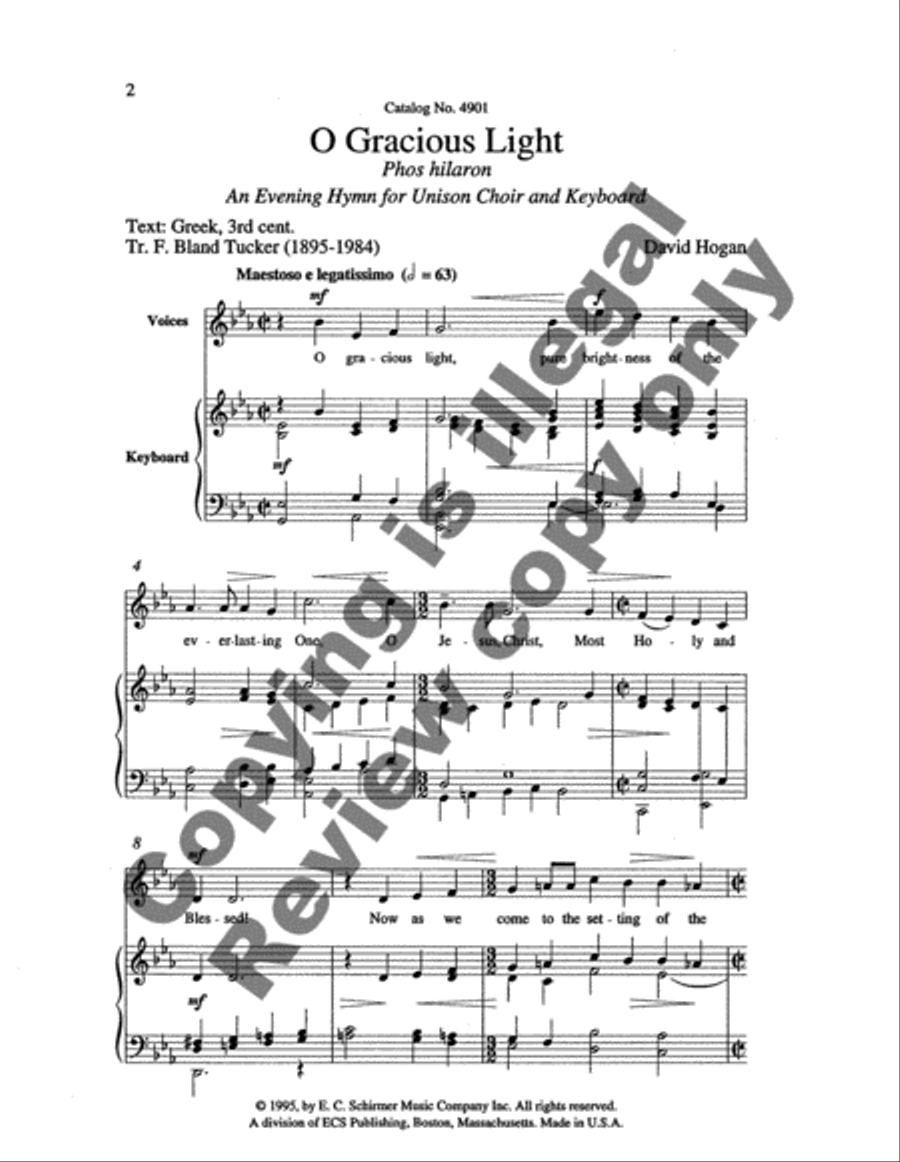 O Gracious Light (Phos hilaron) Unison Choir scores gallery preview page 3