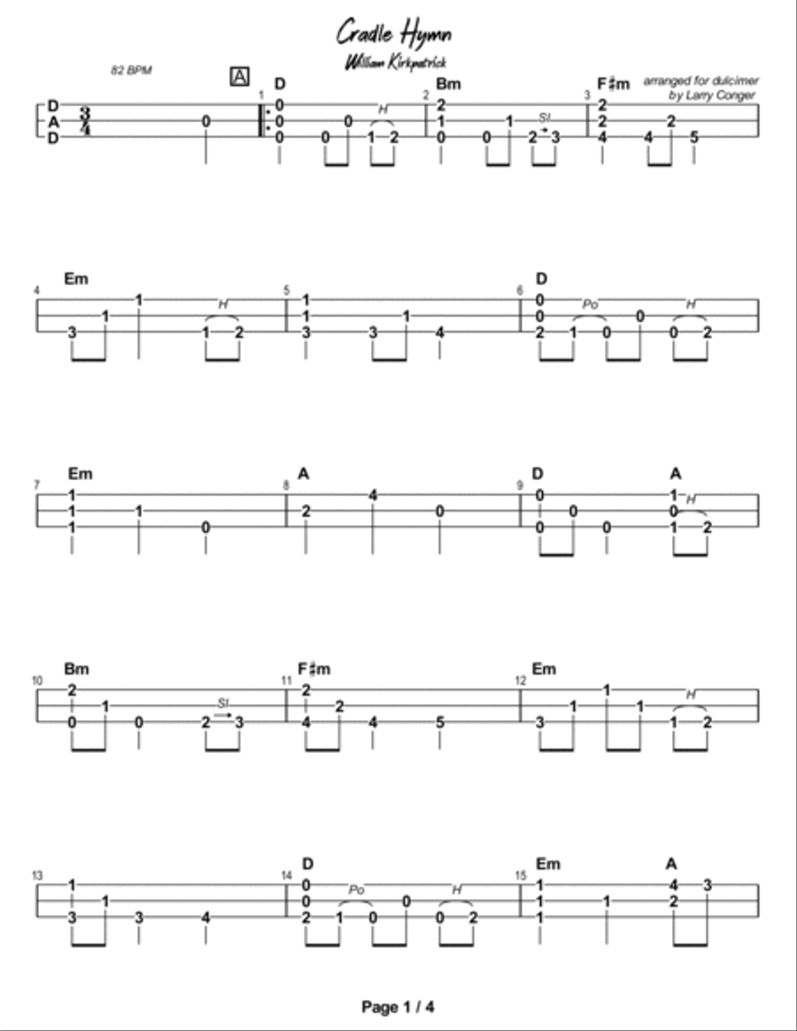 Cradle Hymn Dulcimer scores gallery preview page 2