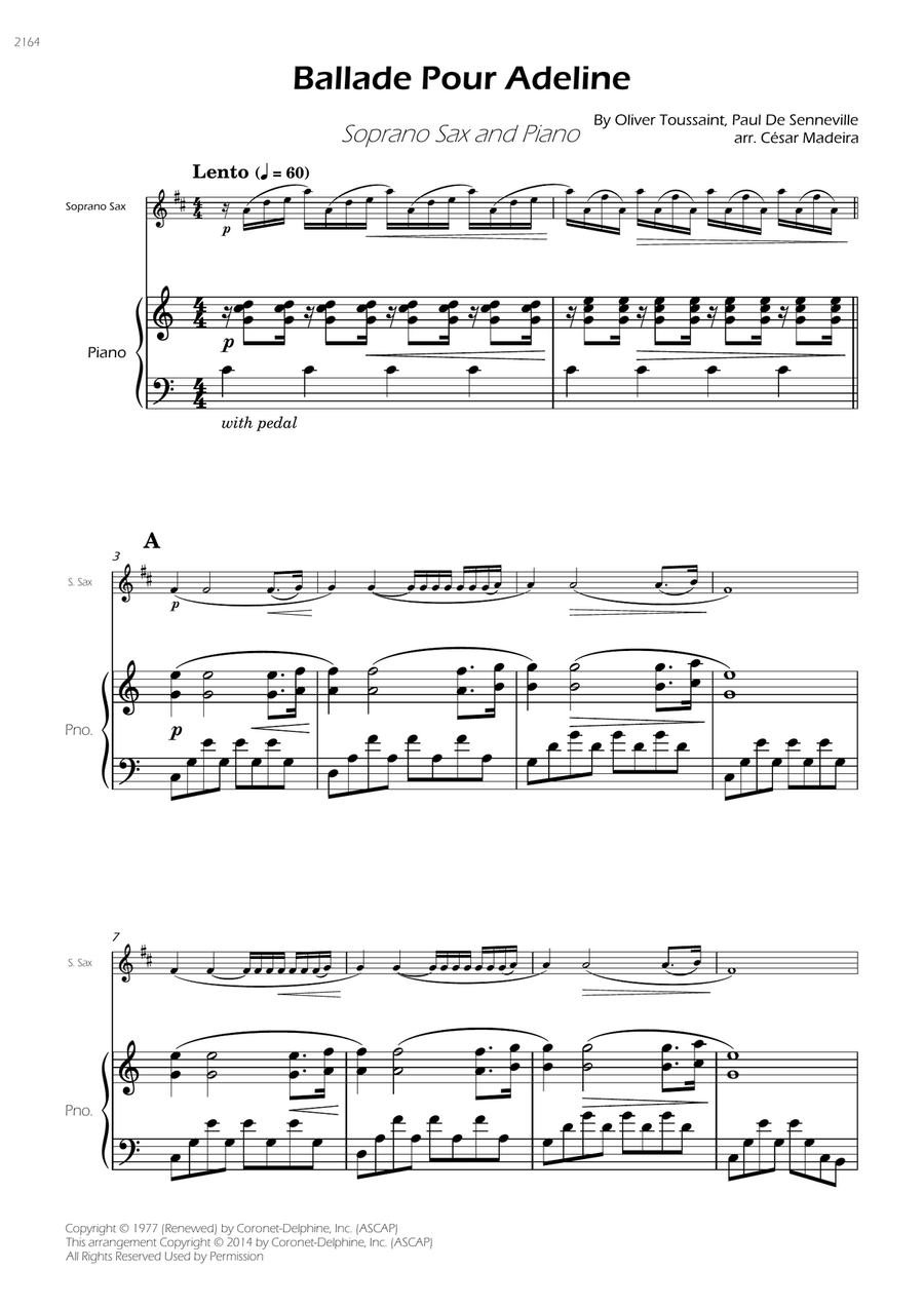 Ballade Pour Adeline Ballade Pour Adeline Soprano Saxophone scores gallery preview page 3