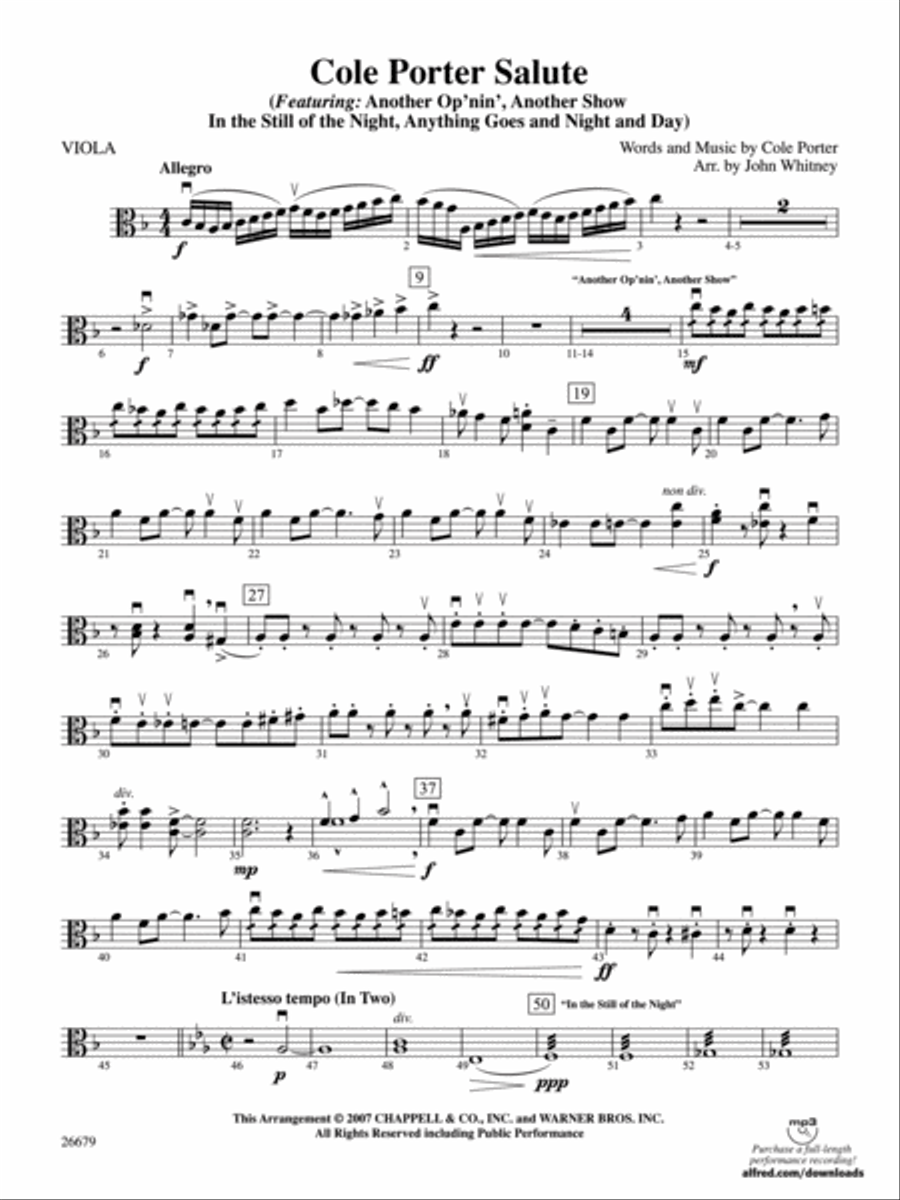 Cole Porter Salute: Viola Full Orchestra scores gallery preview page 1