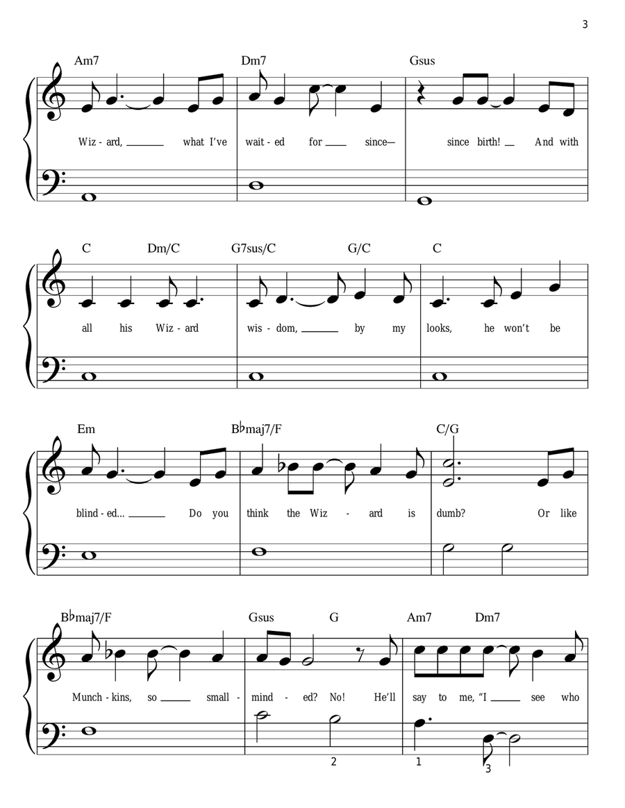 The Wizard And I (from Wicked) Easy Piano scores gallery preview page 3