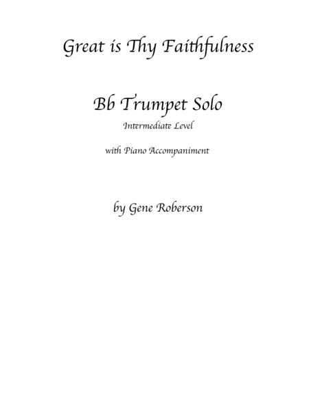 Great is Thy Faithfulness Trumpet Solo Intermediate
