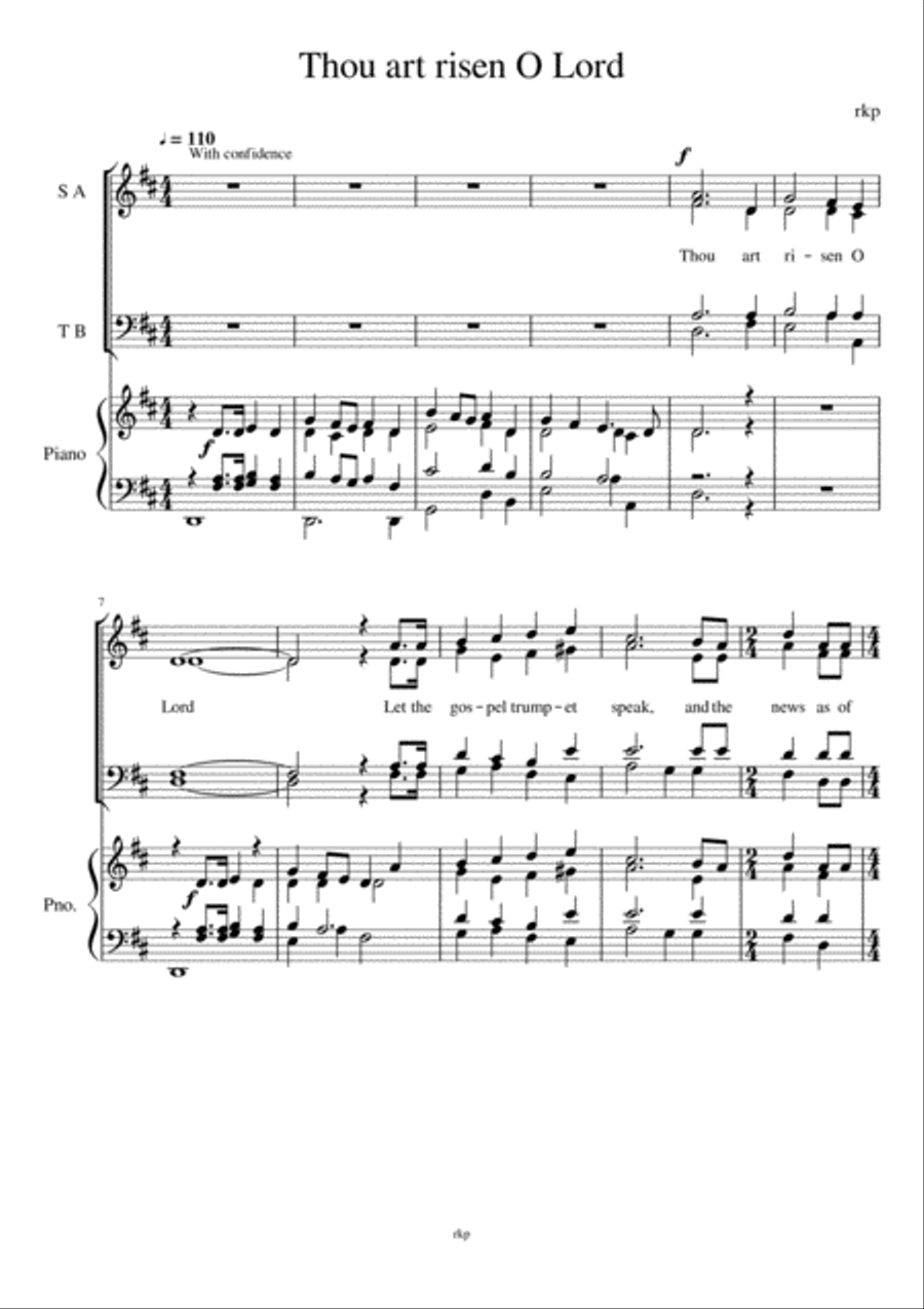 Thou art risen O Lord Small Ensemble scores gallery preview page 1