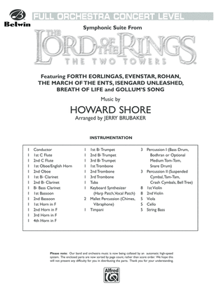 The Lord of the Rings: The Two Towers, Symphonic Suite from: Score