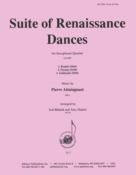 Suite Of Renaissance Dances -sax 4-attaingnant-dunker-blahnik