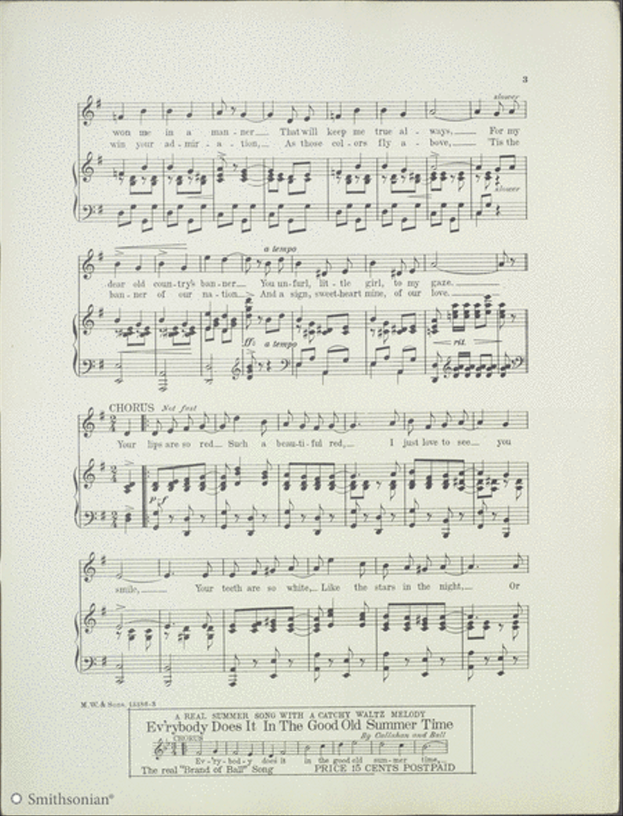 The Red, White and Blue: Novelty March Song Piano, Vocal scores gallery preview page 3