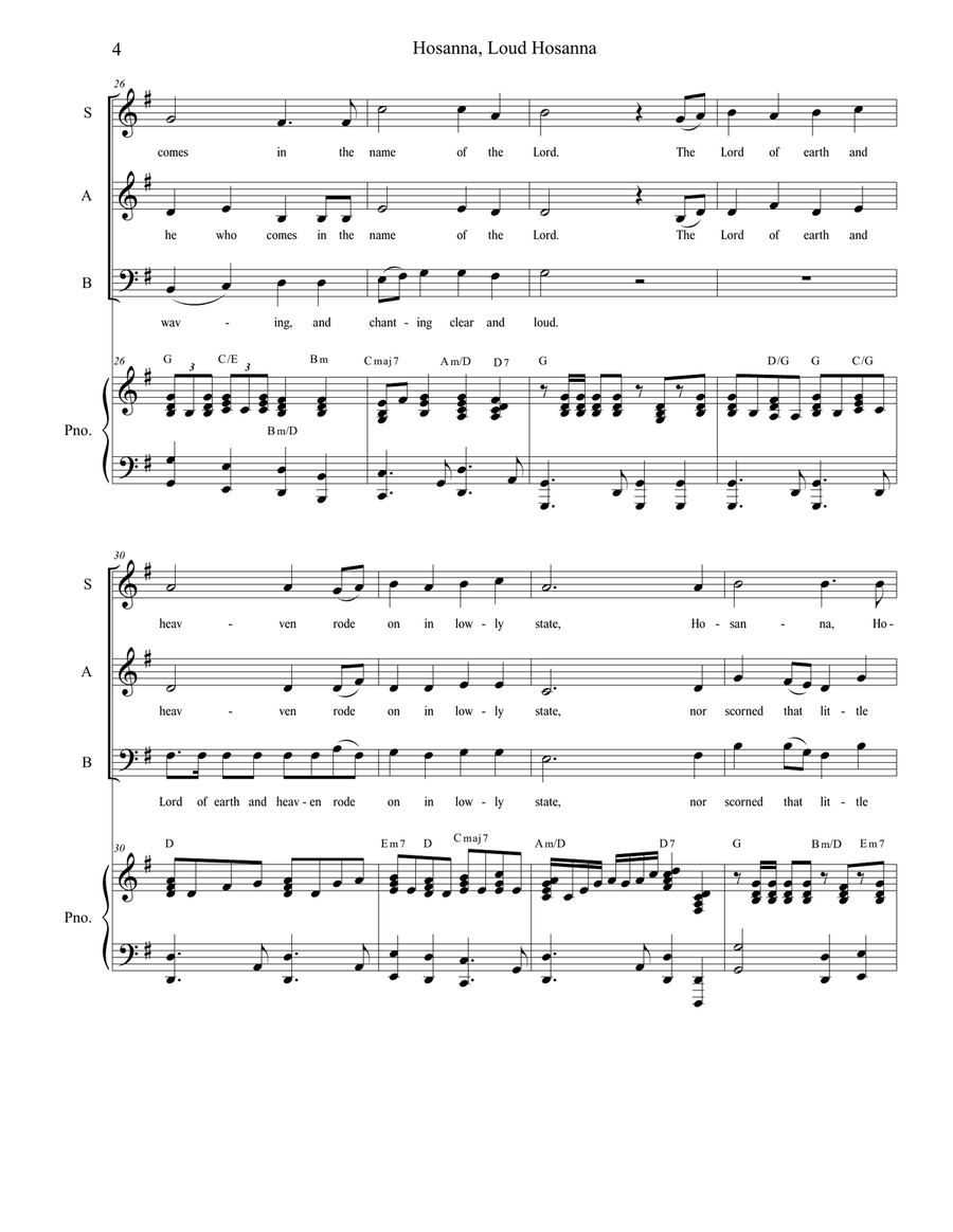 Hosanna, Loud Hosanna (with 