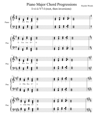 Piano Major Chord Progressions: I-vi-ii-V7-I