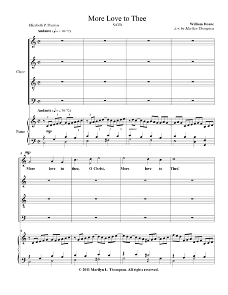 More Love to Thee--SATB/Piano 4-Part scores gallery preview page 2