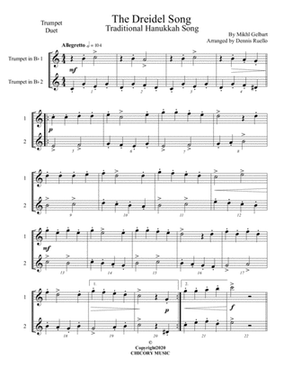 The Dreidel Song - Trumpet Duet - Advanced Intermediate