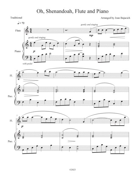Oh, Shenandoah; (Shenandoah) Flute and Piano image number null