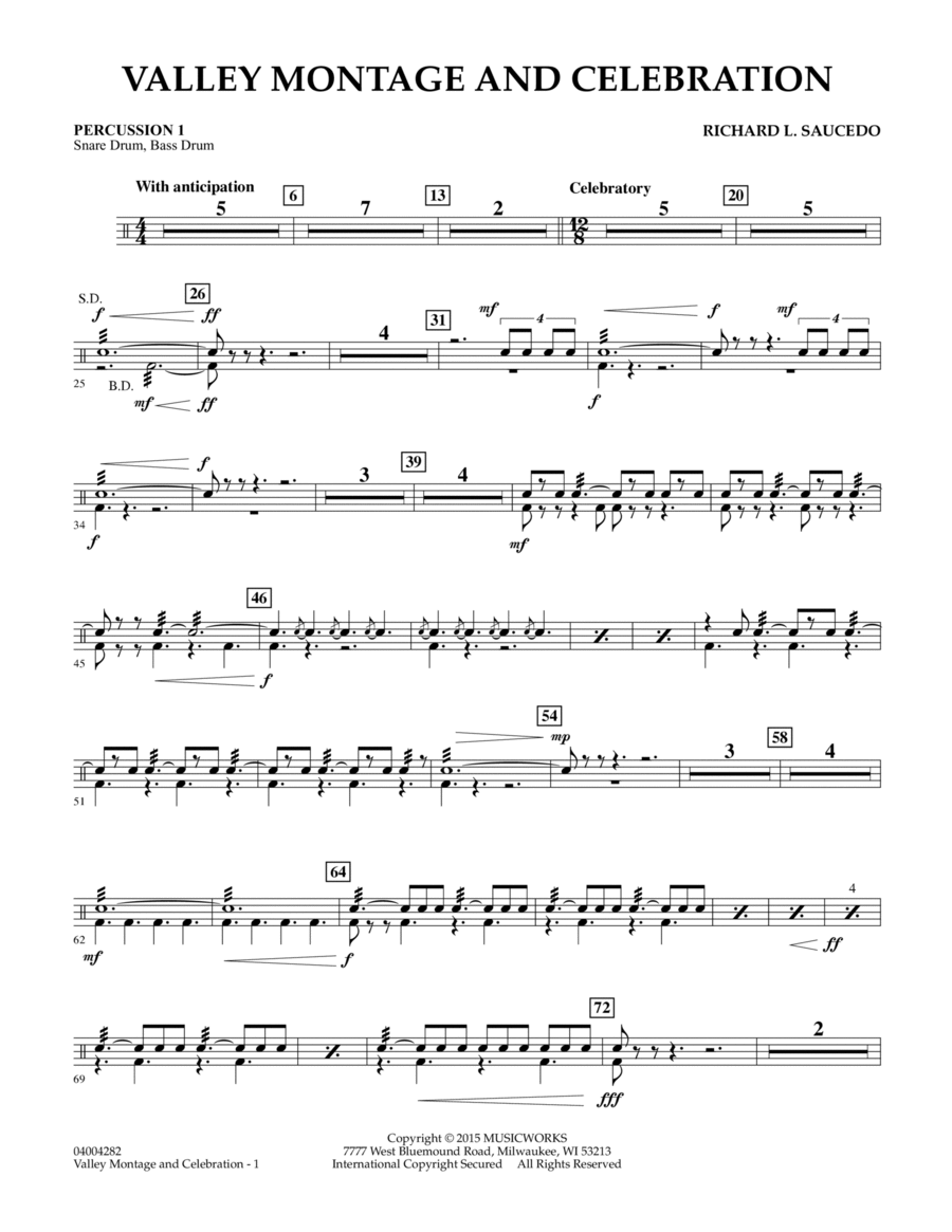 Valley Montage and Celebration - Percussion 1 Percussion scores gallery preview page 1