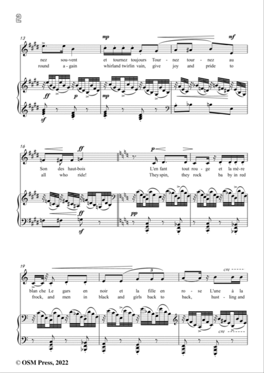 Debussy--Paysages belges(Chevaux de bois),CD 63 No.4,in E Major,from 'Ariettes oubliées,CD 63',for V Voice scores gallery preview page 4