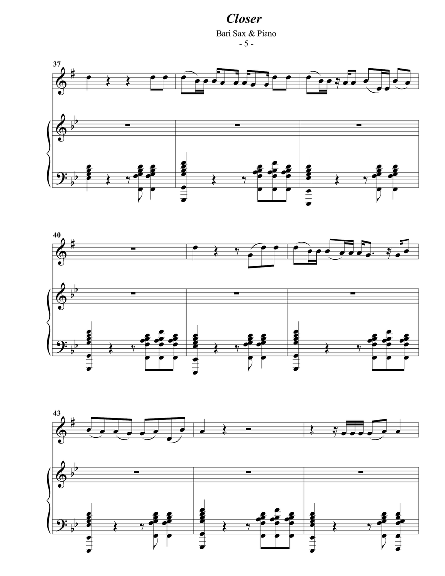 Closer Baritone Saxophone scores gallery preview page 5