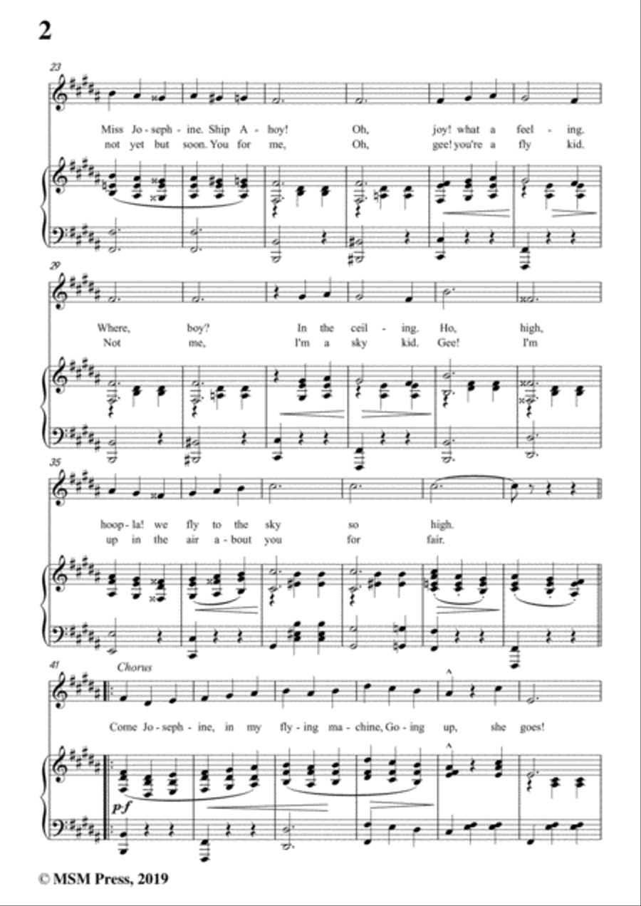 Fred Fisher-Come,Josephine,in My Flying Machine,in B Major,for Voice&Piano Voice scores gallery preview page 4