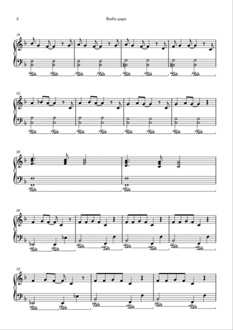 Radio Ga Ga Easy Piano scores gallery preview page 2