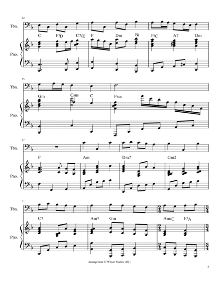 America (My Country 'Tis of Thee)--trombone solo Piano scores gallery preview page 3