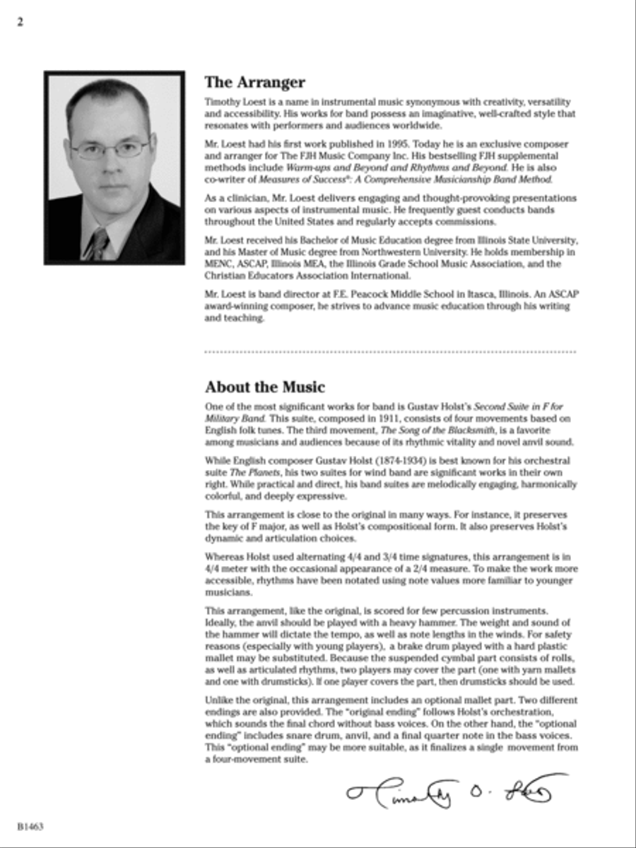 The Song of the Blacksmith: Score Concert Band scores gallery preview page 2