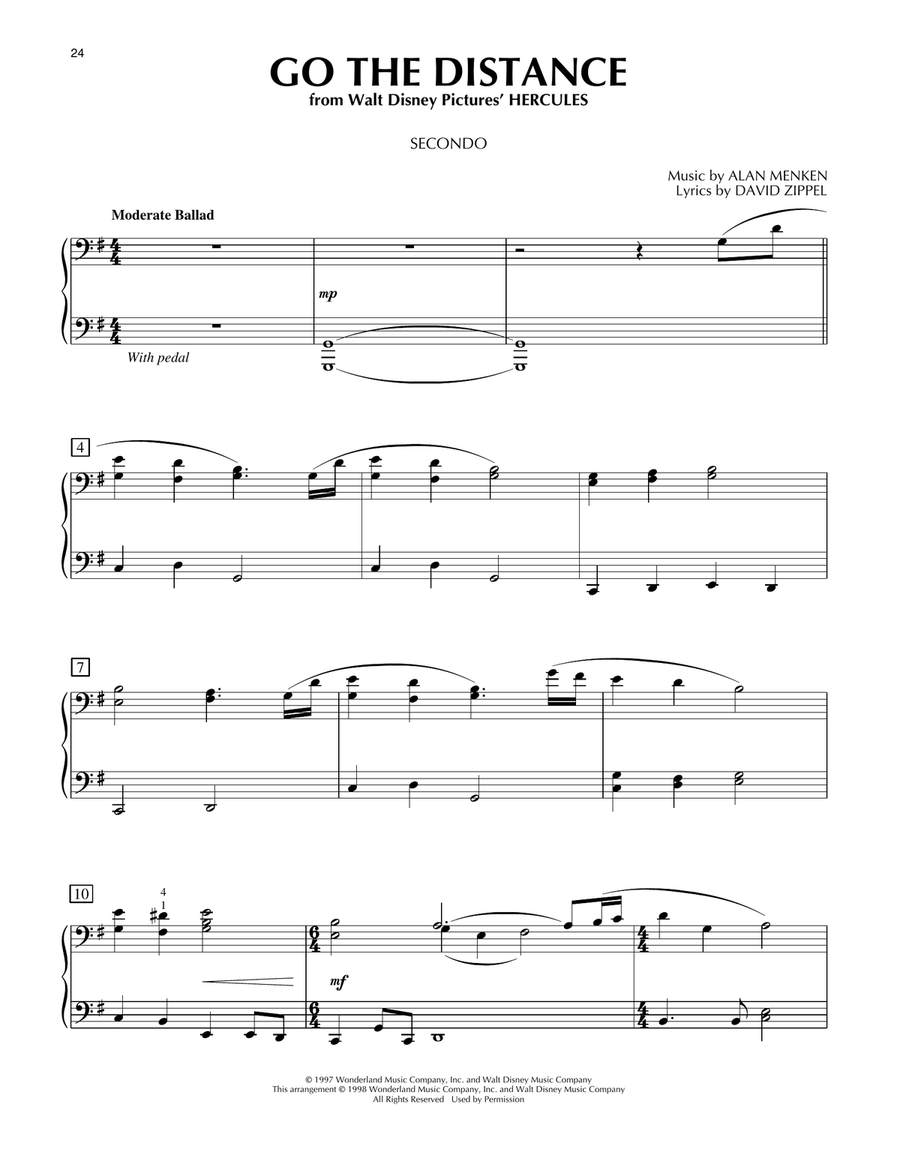 Go The Distance (from Hercules) 1 Piano, 4-Hands scores gallery preview page 1