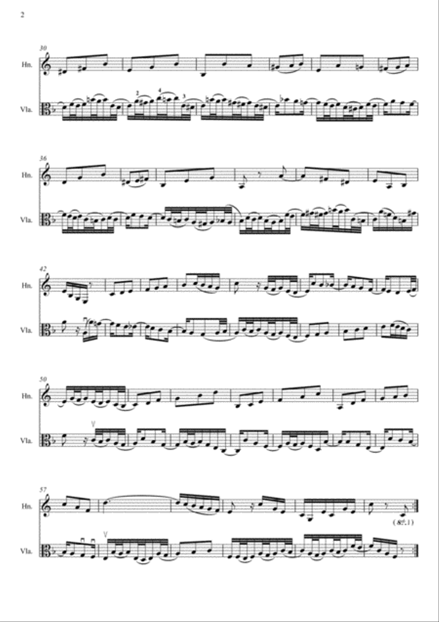 J.S. Bach - INVENTION #6 - Arranged for Horn and Viola Horn scores gallery preview page 2