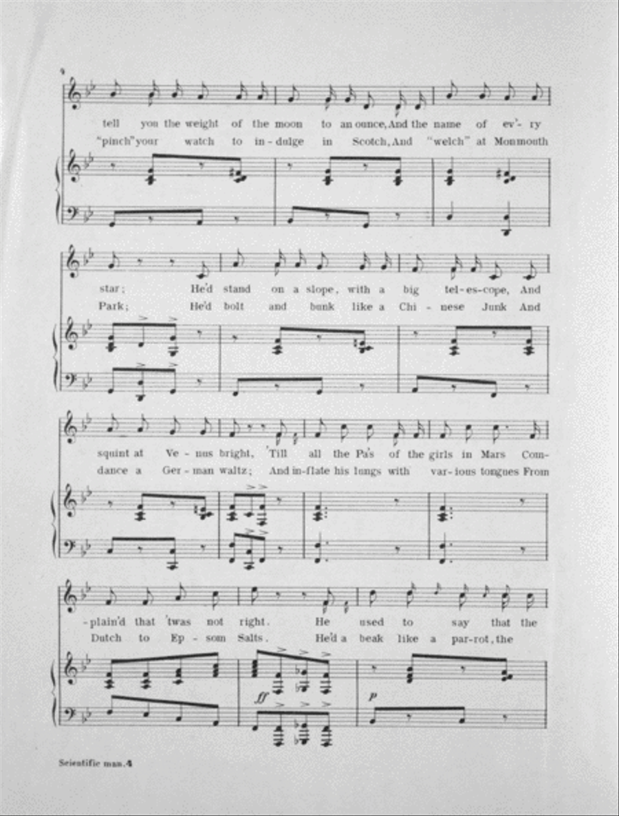 The Scientific Man. Comic Song Voice scores gallery preview page 3