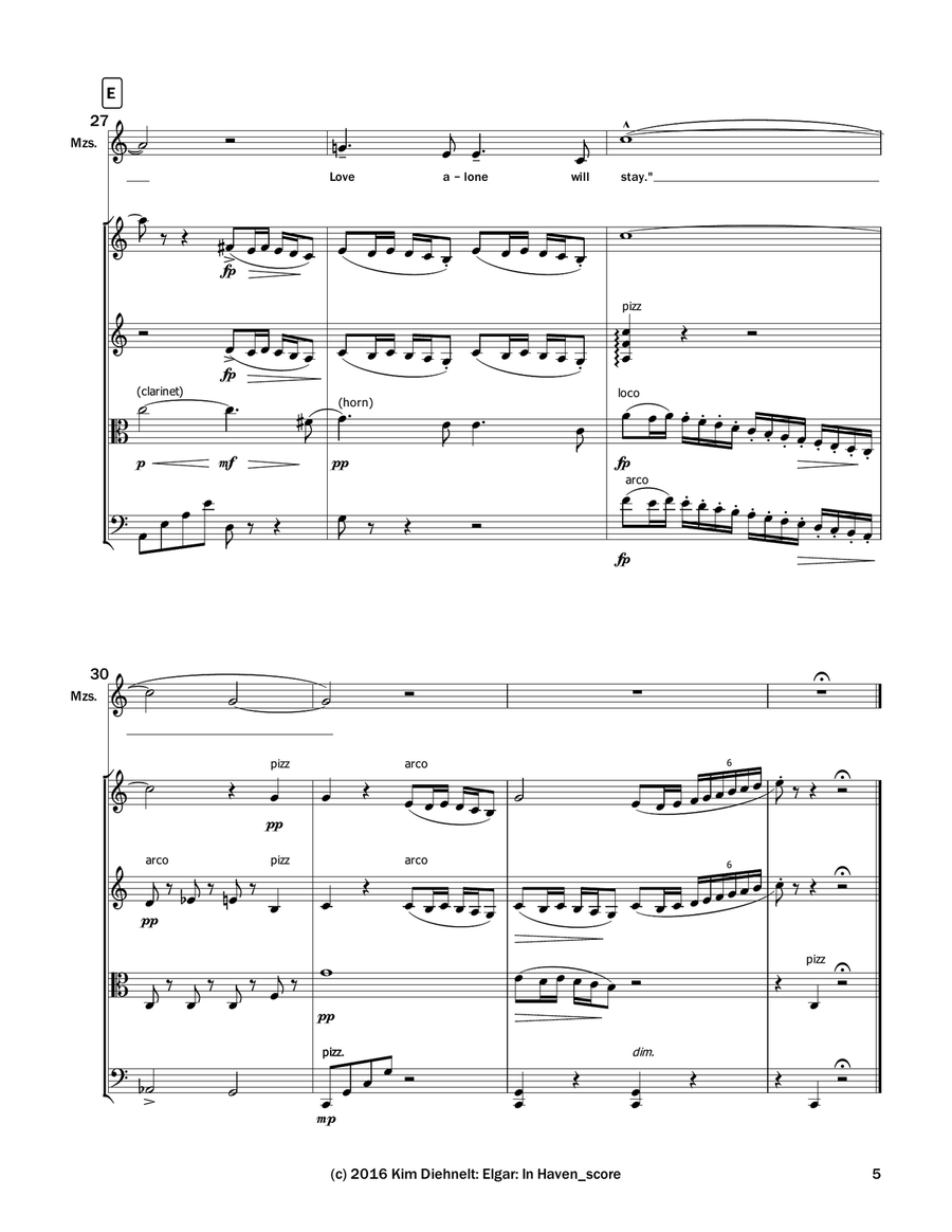 Elgar: In Haven (Capri) from Sea Pictures (Arr. Voice and String Quartet) String Quartet scores gallery preview page 6