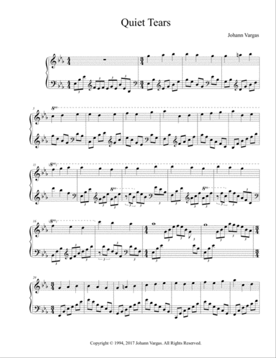 Quiet Tears Piano Solo scores gallery preview page 1