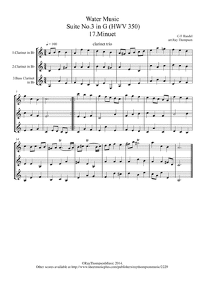 Handel: 17.Minuet from Suite 3 in G (HWW350) "The Water Music" ( Wassermusik) - clarinet trio