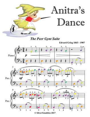 Book cover for Anitra's Dance Peer Gynt Suite Easy Piano Sheet Music with Colored Notes