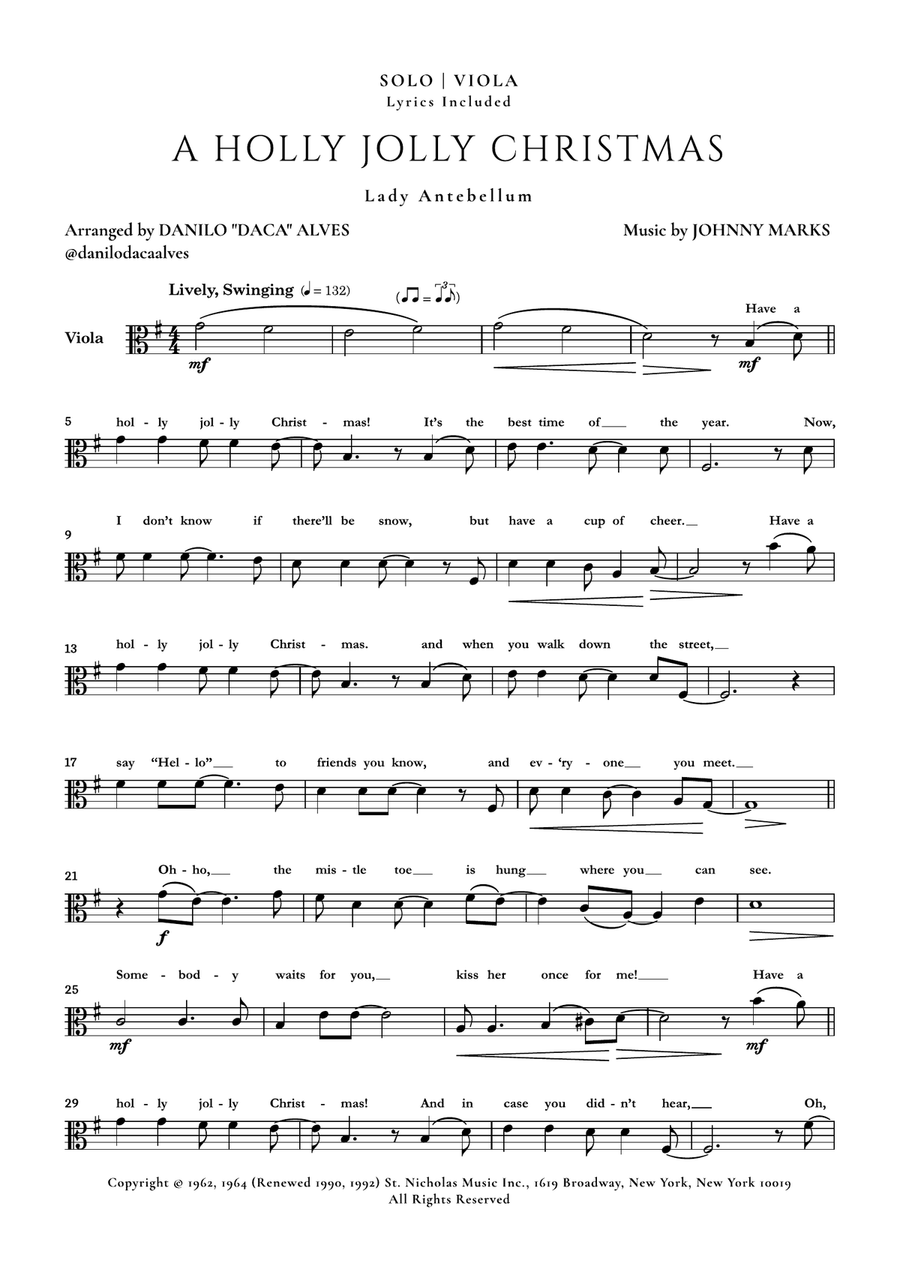 A Holly Jolly Christmas Viola Solo scores gallery preview page 1