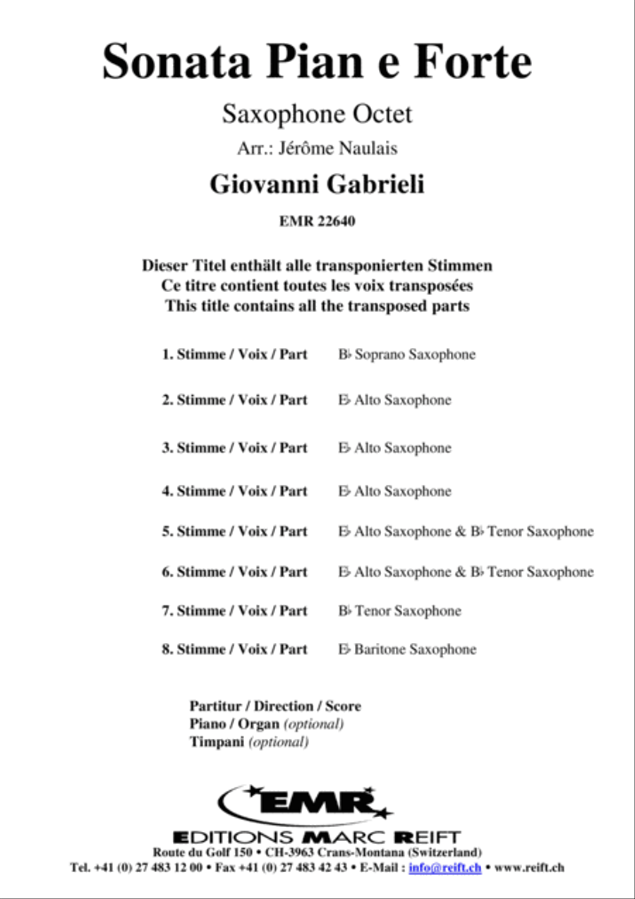 Sonata Pian e Forte Saxophone Ensemble scores gallery preview page 2