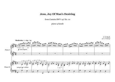 J. S. Bach - "Jesu, Joy Of Man's Desiring" from Cantata BWV 147 No.10 - 1 piano 4 hands image number null