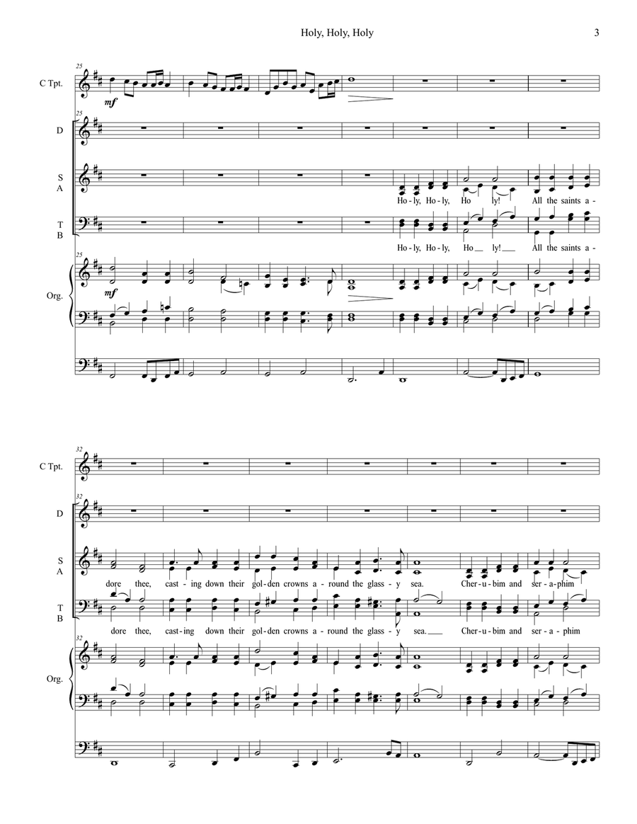 Holy, Holy, Holy Holy, Holy, Holy 4-Part scores gallery preview page 3