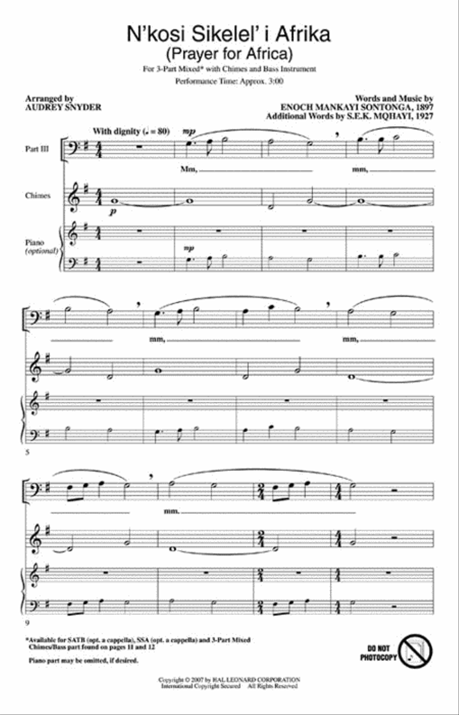 N'kosi Sikelel' I Afrika 3-Part scores gallery preview page 2