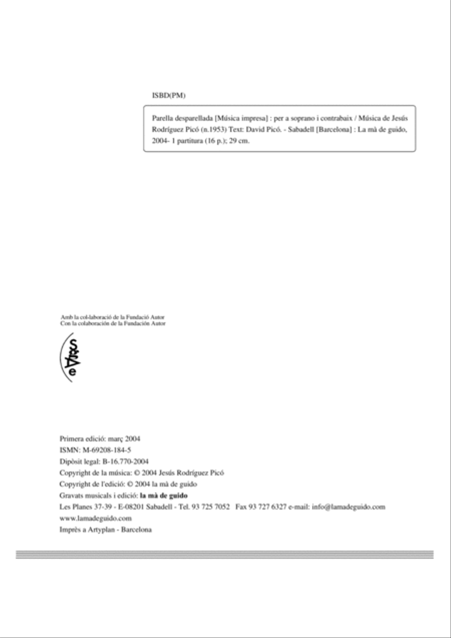 Parella desaparellada Parella desaparellada Double Bass scores gallery preview page 4