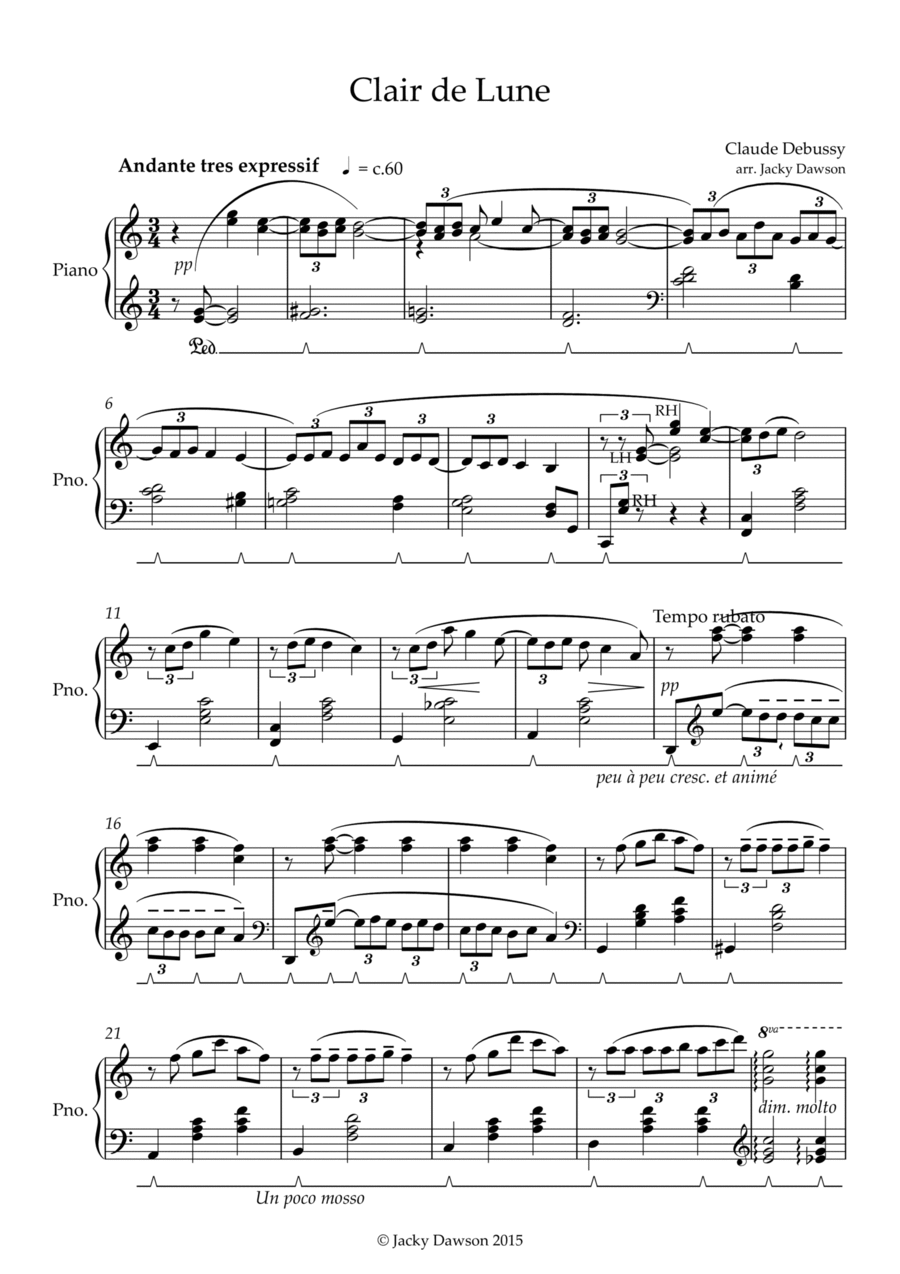 Clair de Lune Piano Solo scores gallery preview page 1